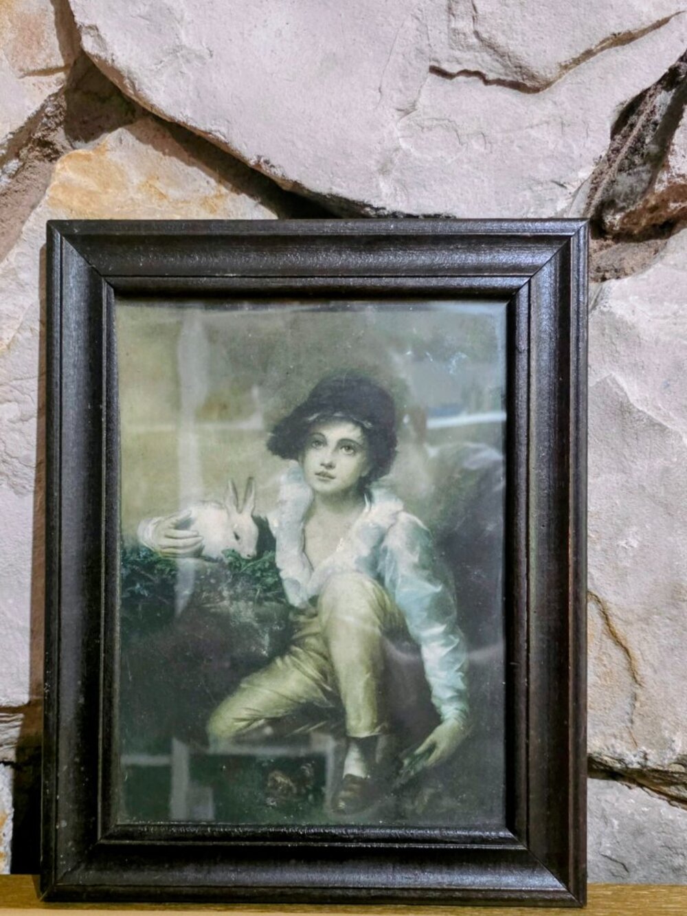 Vintage Framed Sir Henry Raeburn “Boy and Rabbit” Print – Approx. 25 x 20 cm